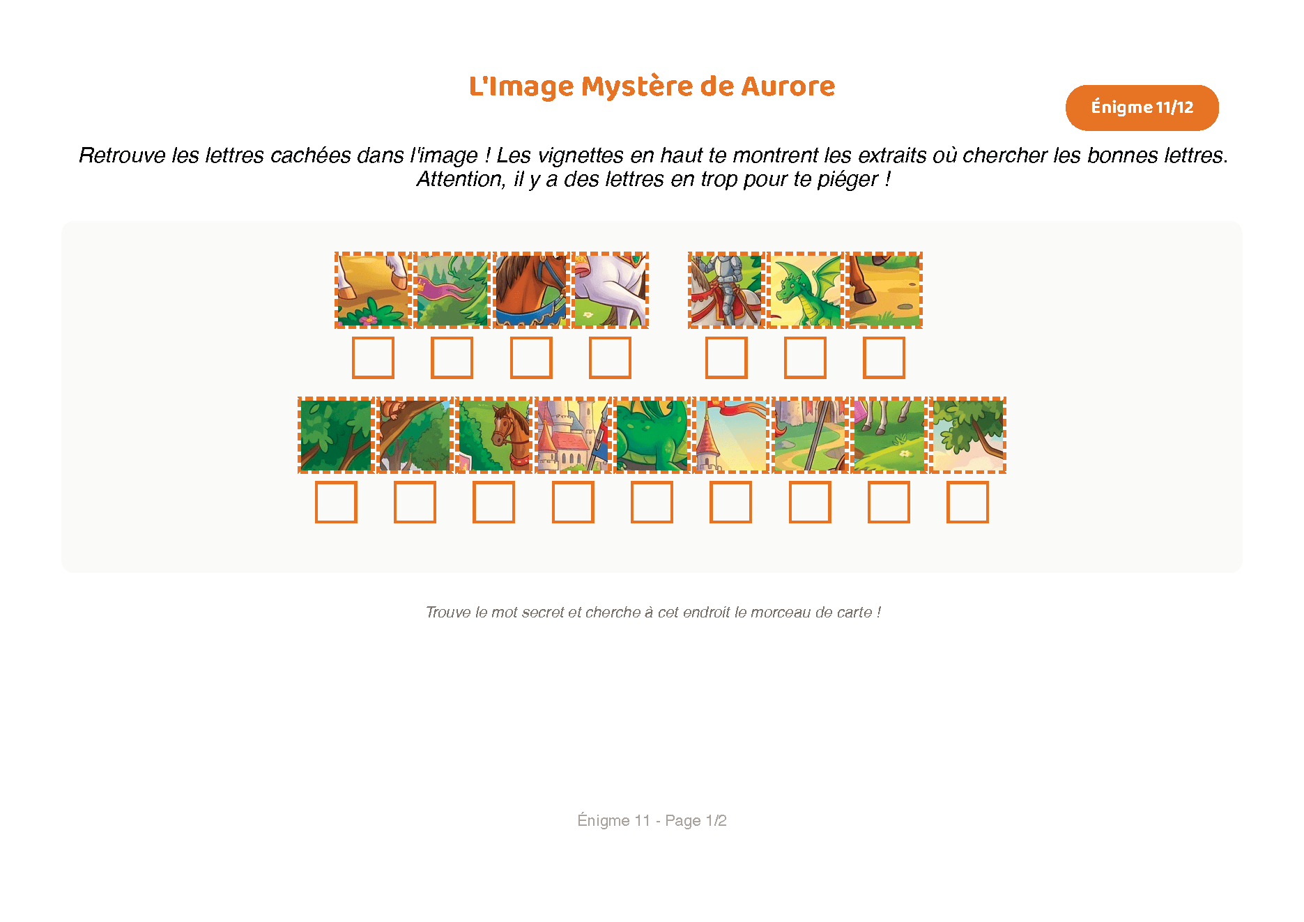 Énigme — thème Princesses, exemple de document Kidilab personnalisé